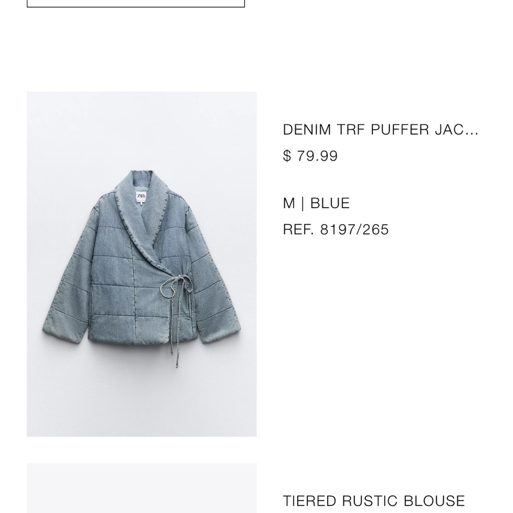 Zara Blue Puffer Jacket Cozy Chic Style